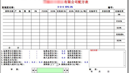 有机无机复混肥配方计算器